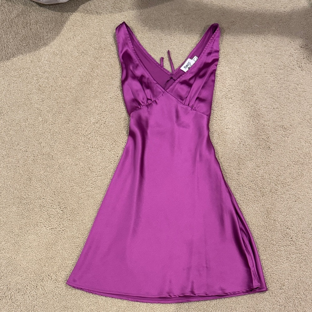 Princess Polly Satin Slip Dress in Magenta